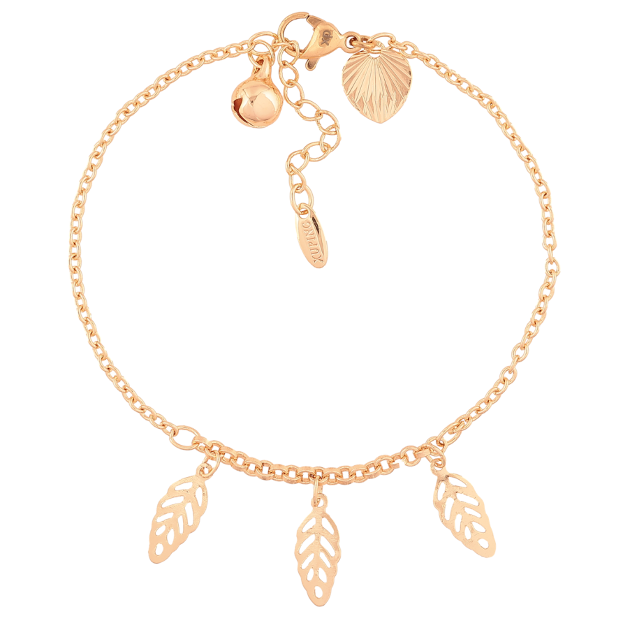 Браслет Xuping M&L Колір 18K «Ланцюжок з підвісками листочки довжина з доп.ланцюжком 17-20см х 2мм фото №1