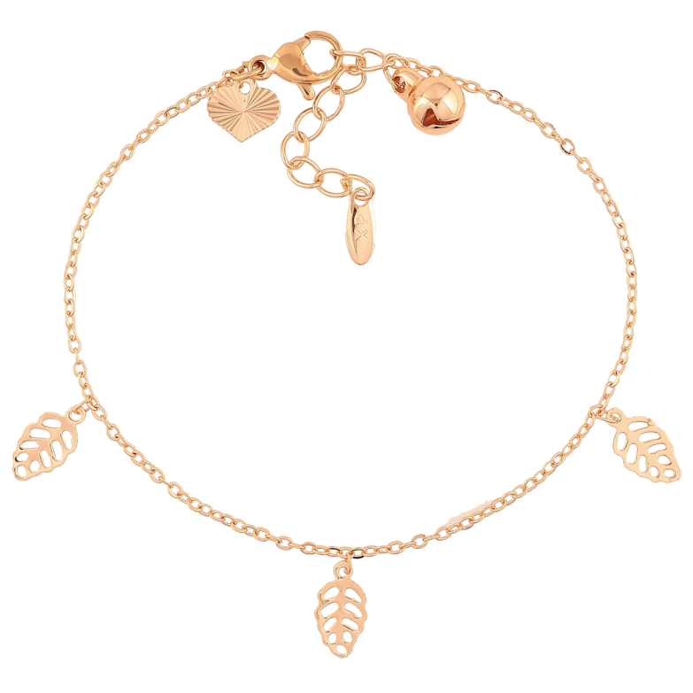 Браслет Xuping M&L Колір 18K «Ланцюжок з підвісками листочки довжина з дод.ланцюжком 17.5-19.5см х 1мм фото №1