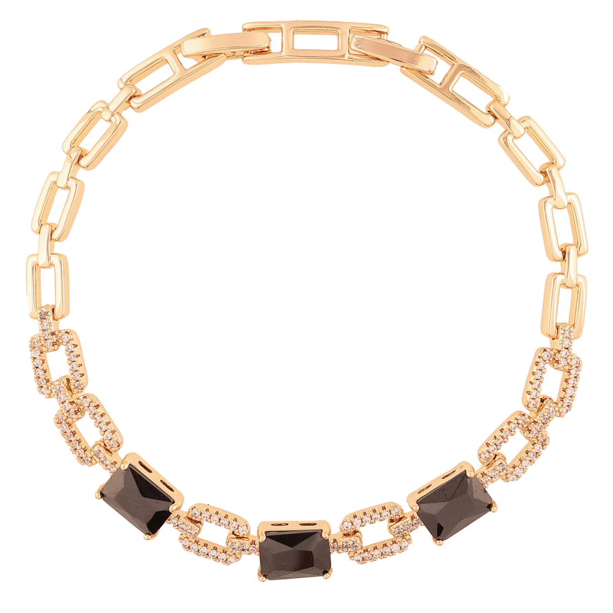 Браслет Xuping M&L Колір 18K «Візерунок з цирконієм і чорними кристалами довжина з доп.замком 17,19см х 4.5мм фото №1