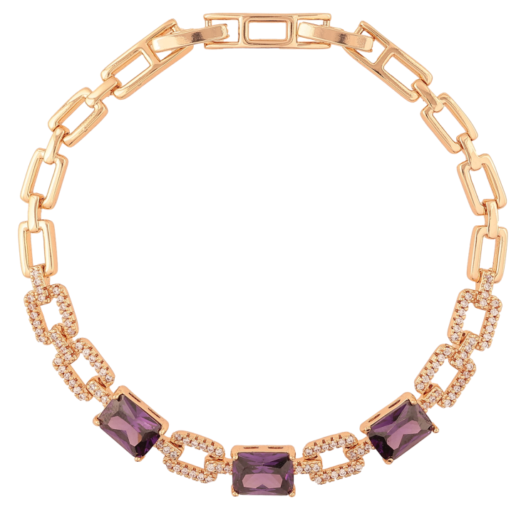 Браслет Xuping M&L Колір 18K «Візерунок з цирконієм і бузковими кристалами довжина з доп.замком 17,19см х 4.5мм фото №16