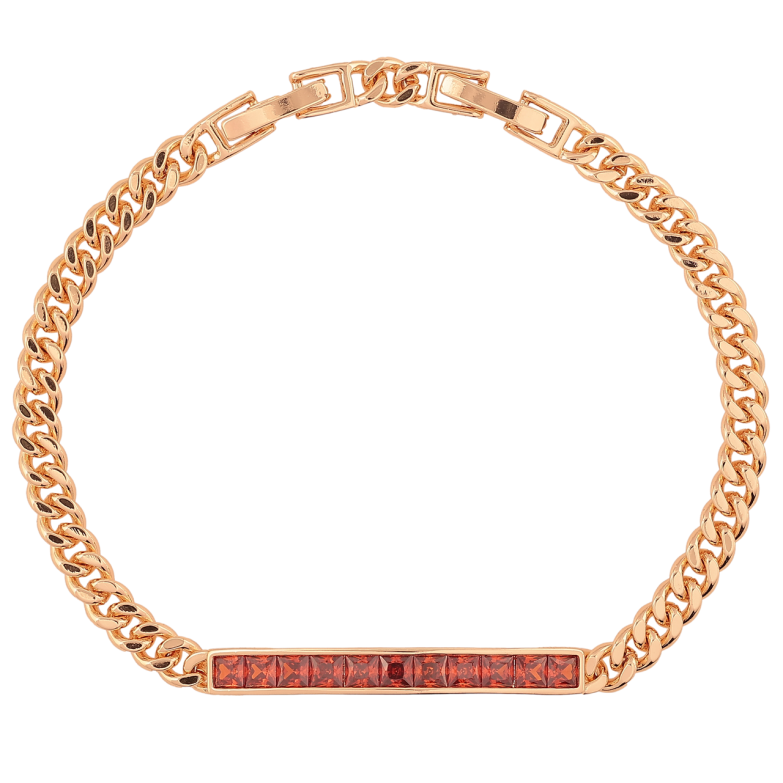 Браслет Xuping M&L Колір 18K «Ланцюжок з доріжкою червоних кристалів довжина з доп.замком 17,19.5см х 4мм фото №3