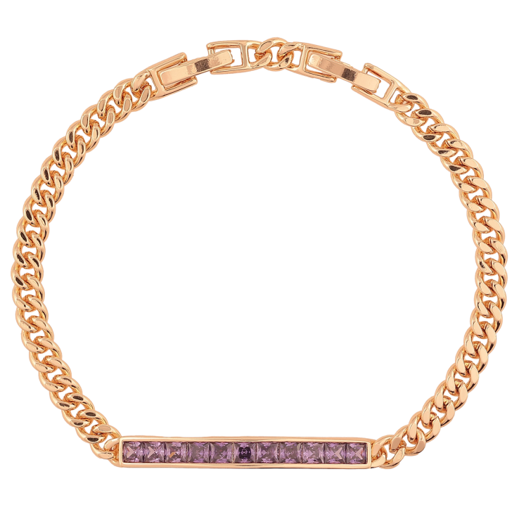 Браслет Xuping M&L Колір 18K «Ланцюжок з доріжкою бузкових кристалів довжина з доп.замком 17,19.5см х 4мм фото №5