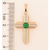Кулон Xuping Позолота 18K Хрест з цирконієм і зеленим кристалом для ланцюжка до 6мм фото №2