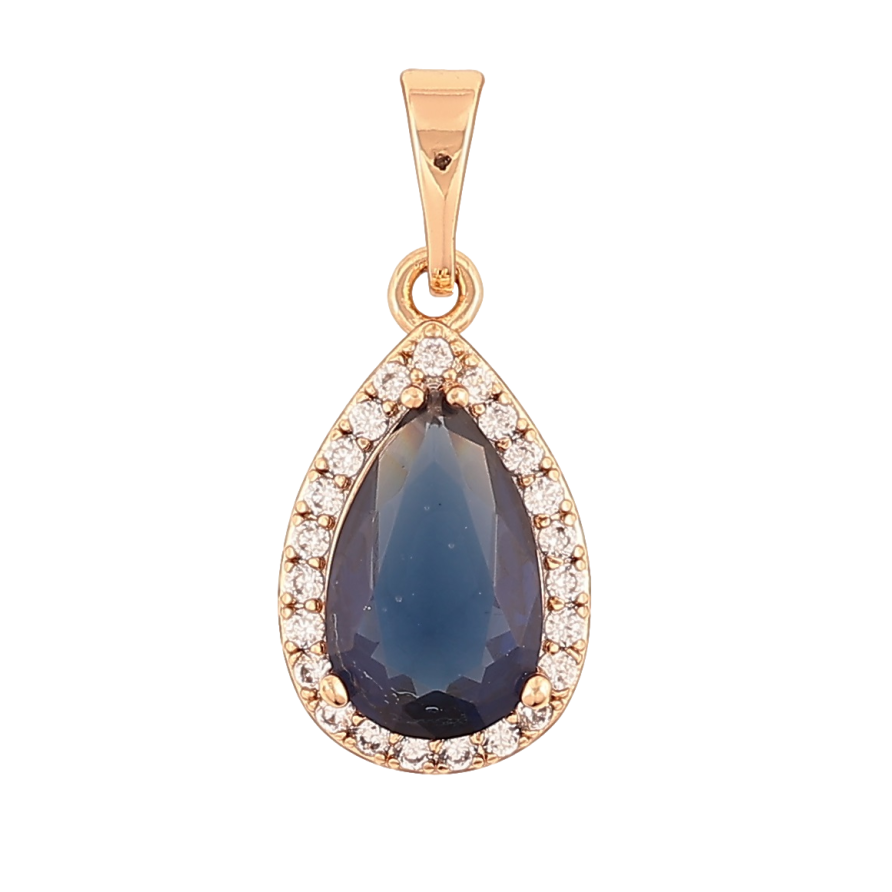Кулон Xuping Позолота 18K Синяя кристальная капелька в обрамлении циркония для цепочки до 5мм фото №1