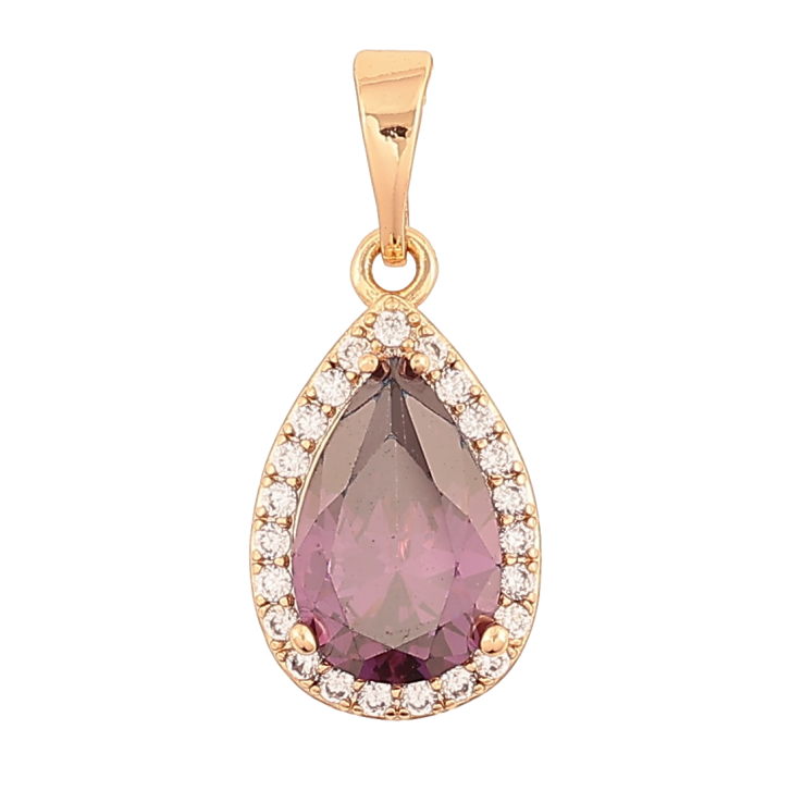 Кулон Xuping Позолота 18K «Бузкова кришталева крапелька в обрамленні цирконію для ланцюжка до 5мм фото №19