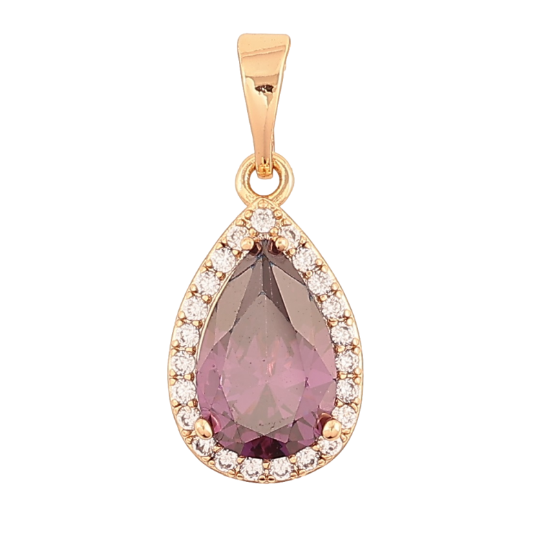 Кулон Xuping Позолота 18K «Бузкова кришталева крапелька в обрамленні цирконію для ланцюжка до 5мм фото №1