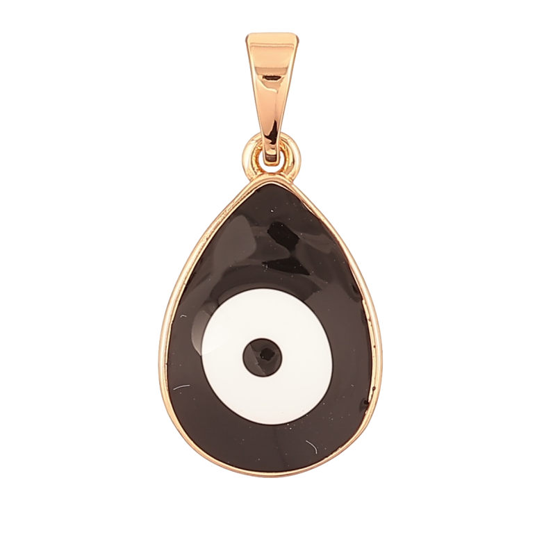 Кулон Xuping Позолота 18K Черно-белая эмалевая капелька-оберег Глаз Фатимы для цепочки до 5мм фото №1