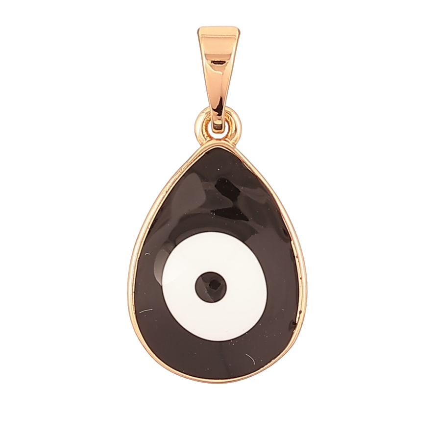 Кулон Xuping Позолота 18K Черно-белая эмалевая капелька-оберег Глаз Фатимы для цепочки до 5мм фото №1