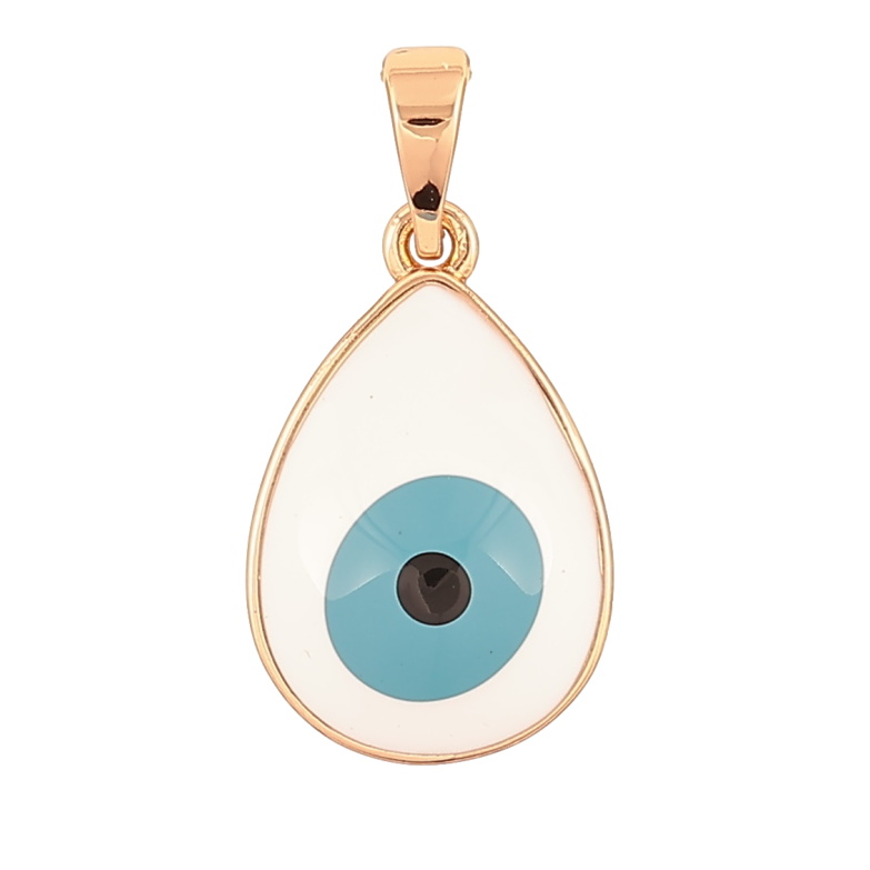 Кулон Xuping Позолота 18K Бело-голубая эмалевая капелька-оберег Глаз Фатимы для цепочки до 5мм фото №1