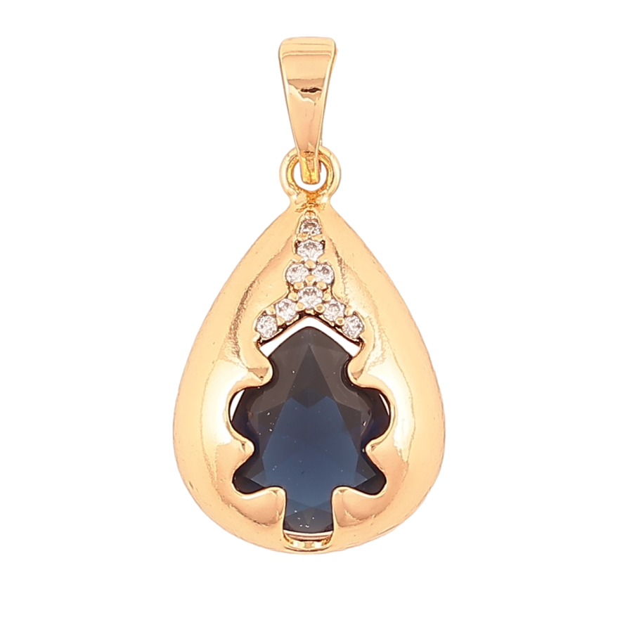Кулон Xuping Позолота 18K Капелька с синим кристаллом для цепочки до 6мм фото №1