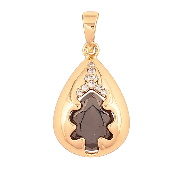 Кулон Xuping Позолота 18K Капелька с черным кристаллом для цепочки до 6мм фото №8