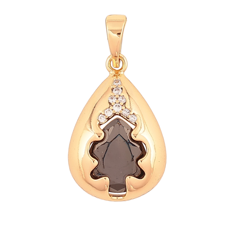 Кулон Xuping Позолота 18K Капелька с черным кристаллом для цепочки до 6мм фото №1