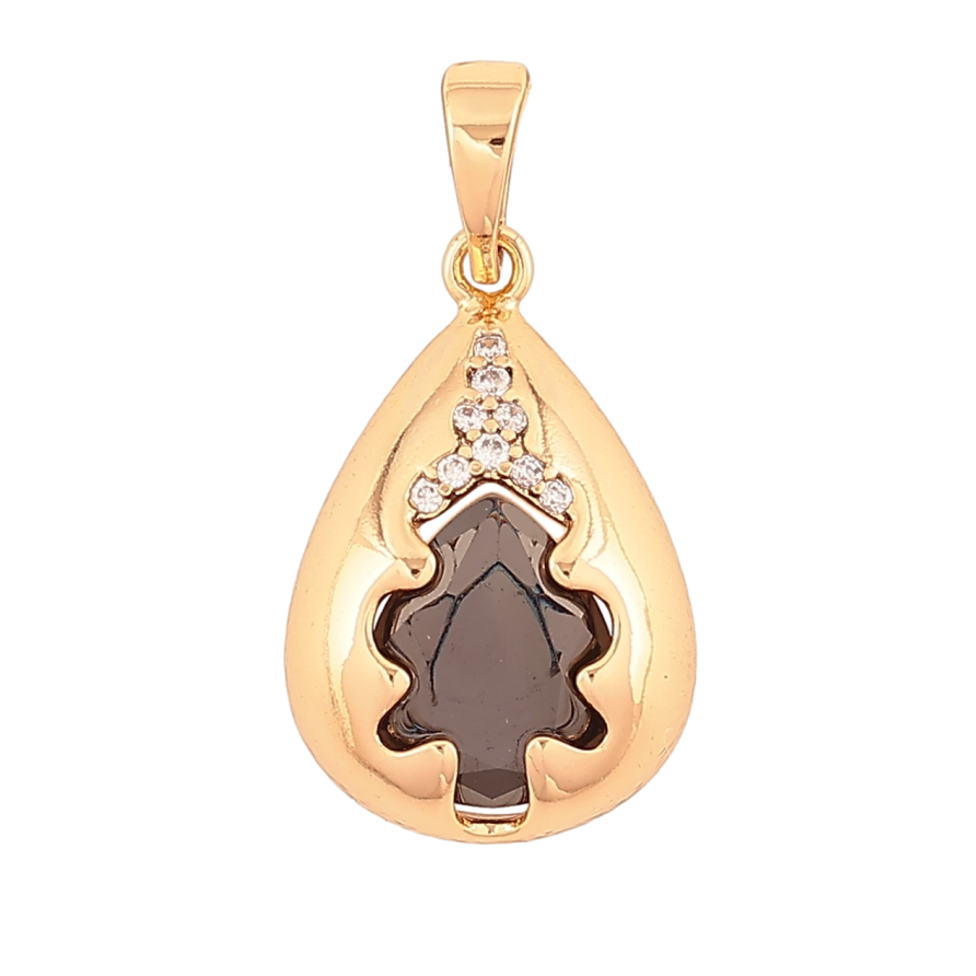 Кулон Xuping Позолота 18K Капелька с черным кристаллом для цепочки до 6мм фото №1