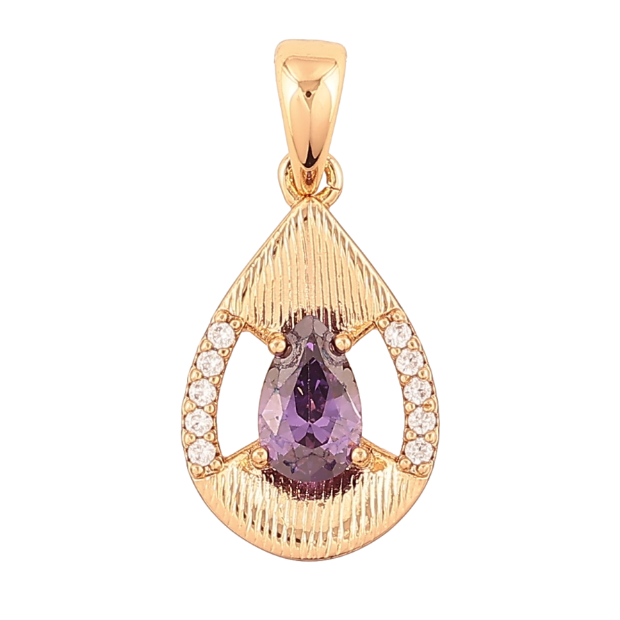 Кулон Xuping Позолота 18K Крапелька з бузковим кристалом і цирконієм для ланцюжка до 5мм фото №1