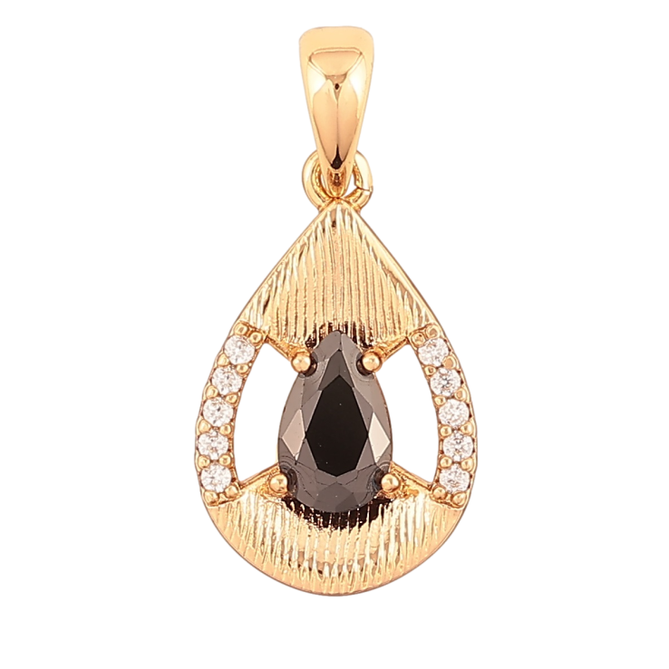 Кулон Xuping Позолота 18K Крапелька з чорним кристалом і цирконієм для ланцюжка до 5мм фото №21