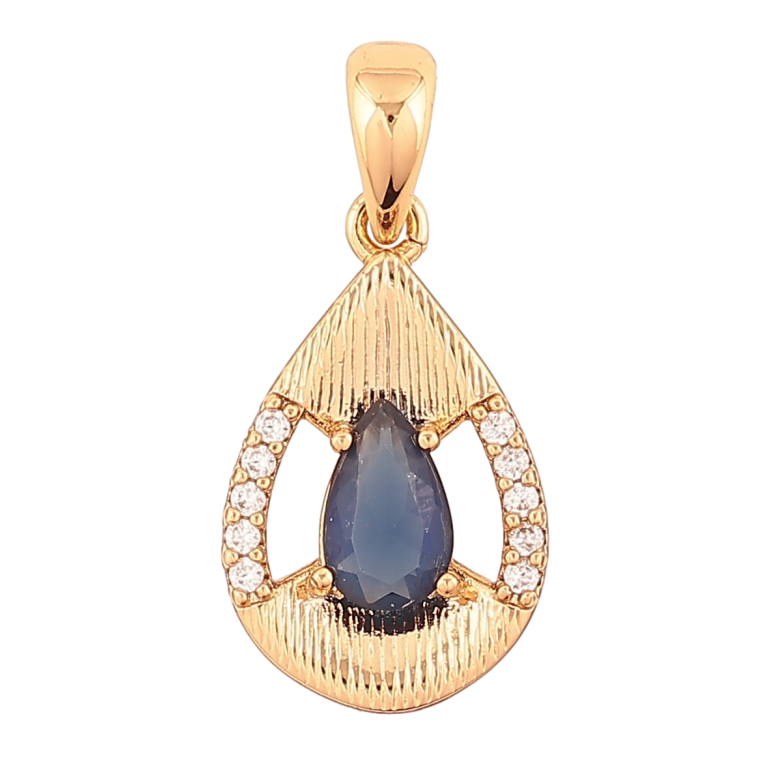 Кулон Xuping Позолота 18K Капелька с синим кристаллом и цирконием для цепочки до 5мм фото №1