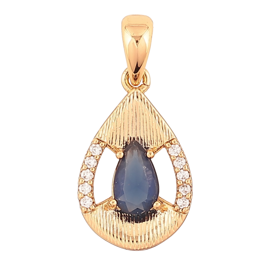 Кулон Xuping Позолота 18K Крапелька з синім кристалом і цирконієм для ланцюжка до 5мм фото №1