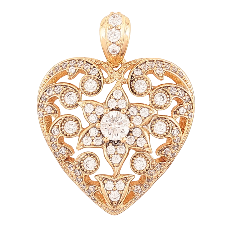 Кулон Xuping Позолота 18K «Сердечко з квітковим візерунком» для ланцюжка до 5мм фото №5