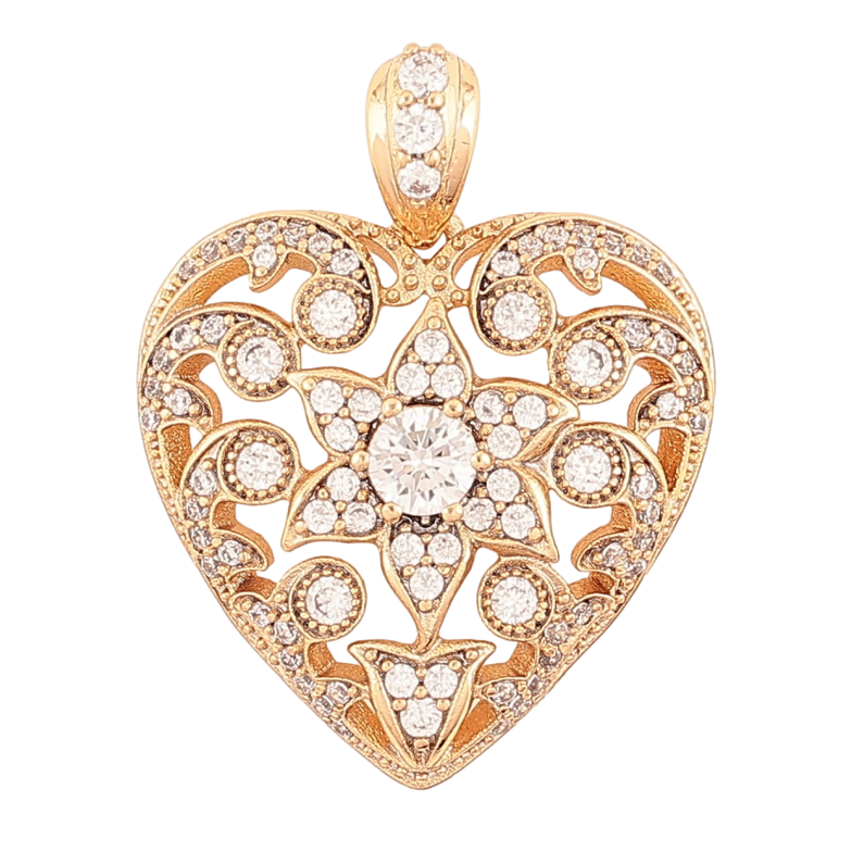 Кулон Xuping Позолота 18K «Сердечко з квітковим візерунком» для ланцюжка до 5мм фото №1