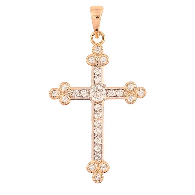 Кулон Xuping Позолота 18K + Родий Крест с цирконием для цепочки до 5мм фото №1 Кулон Xuping Позолота 18K + Родий Крест с цирконием для цепочки до 5мм фото №1