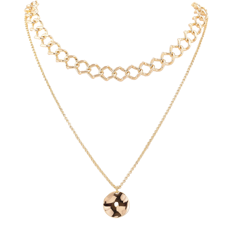 Підвіска на ланцюжку Xuping Позолота 14K Подвійний ланцюжок з круглою підвіскою довжина 39-44см х 1.5-8мм фото №1