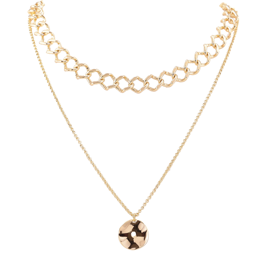 Підвіска на ланцюжку Xuping Позолота 14K Подвійний ланцюжок з круглою підвіскою довжина 39-44см х 1.5-8мм фото №1