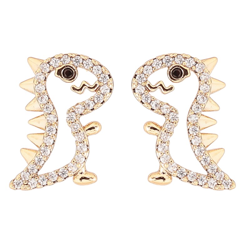 Серьги Xuping Позолота 18K пусеты Динозавры фото №1