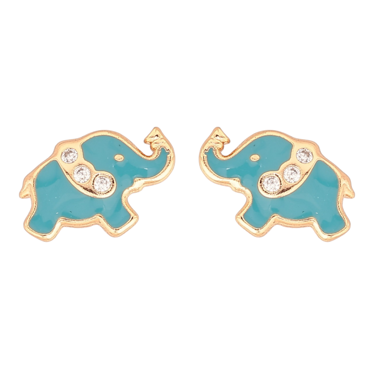Сережки Xuping Позолота 18K пусети «Слоники з блакитною емаллю та цирконієм» фото №6 Сережки Xuping Позолота 18K пусети «Слоники з блакитною емаллю та цирконієм» фото №6