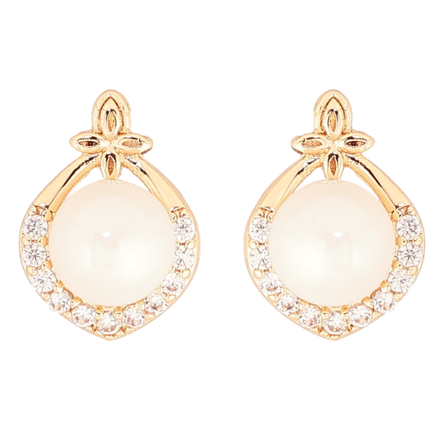 Серьги Xuping Позолота 18K пусеты Узор с жемчужинами и цирконием фото №1