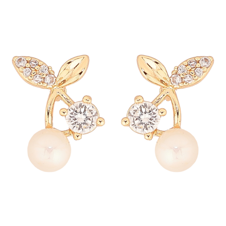 Серьги Xuping Позолота 18K пусеты Кристально-жемчужные ягодки фото №6