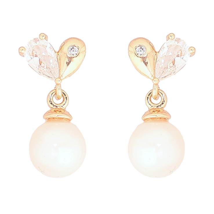 Сережки Xuping Позолота 18K пусети «Сердечка з перлинними підвісками» фото №9