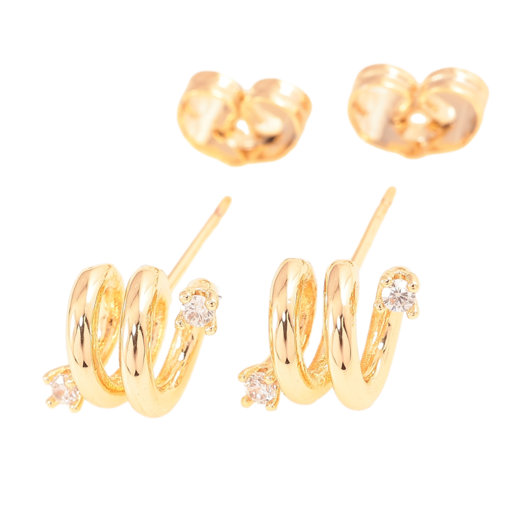 Сережки Xuping Позолота 18K пусети «Спіральки з цирконієм» фото №4