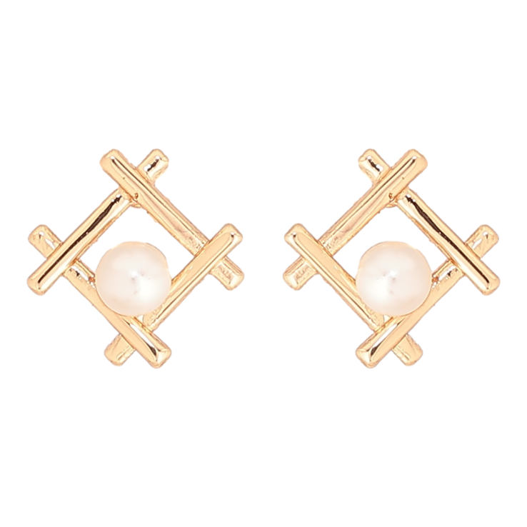 Сережки Xuping Позолота 18K пусети «Декоративні ромби з перлинами» фото №25