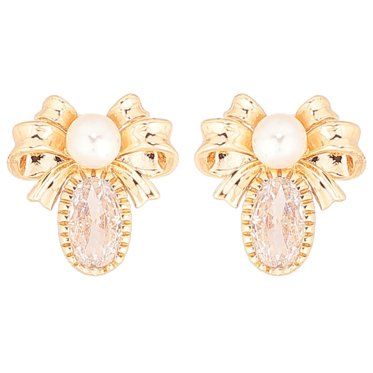 Серьги Xuping Позолота 18K пусеты Банты с кристаллами и жемчужинами фото №23