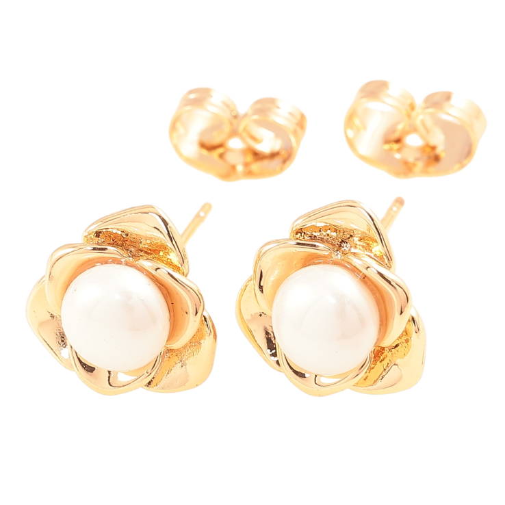 Сережки Xuping Позолота 18K пусети «Квіточки з перлинами» фото №23