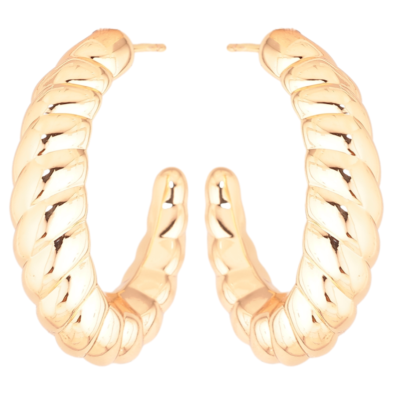 Серьги Xuping Позолота 18K пусеты Объемные дуги фото №1