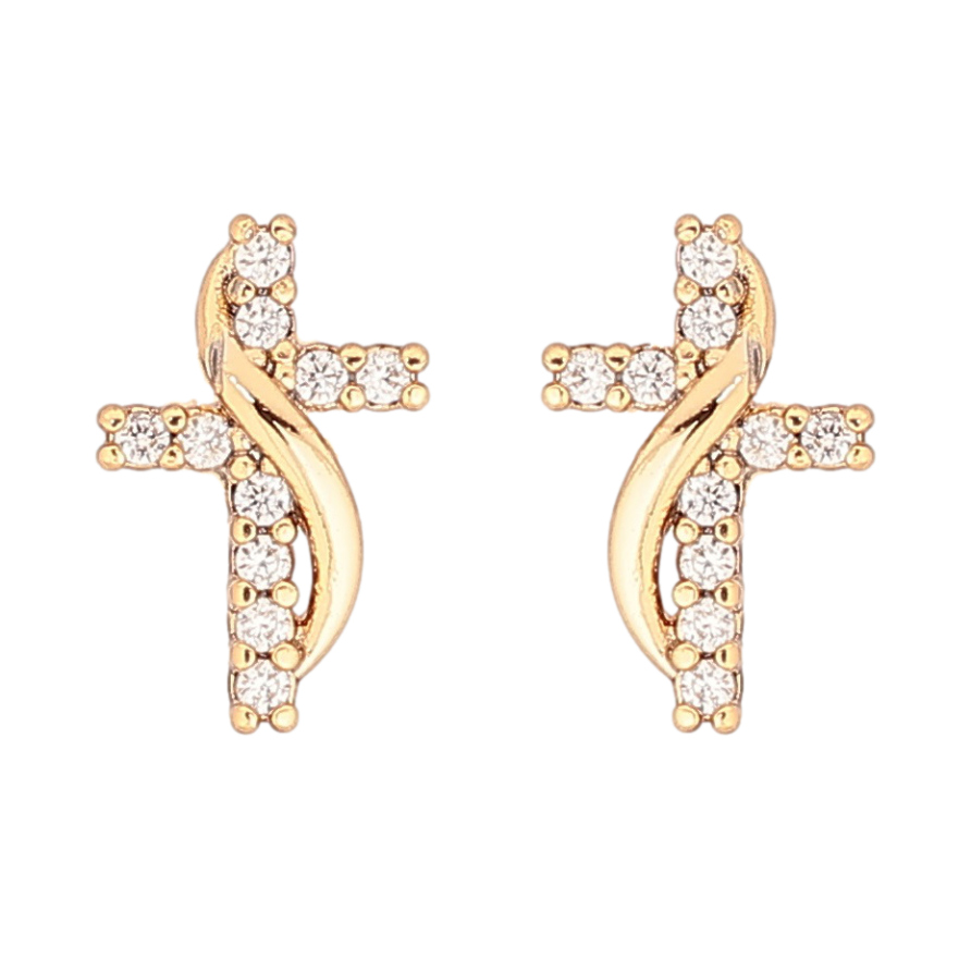 Серьги Xuping Позолота 18K пусеты Крестики с цирконием фото №1 Серьги Xuping Позолота 18K пусеты Крестики с цирконием фото №1