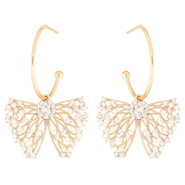 Сережки Xuping Позолота 18K пусети «Кришталеві банти» 2 в 1 фото №1