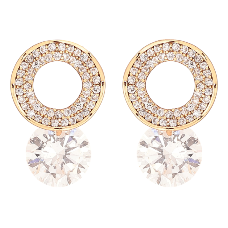 Сережки Xuping Позолота 18K пусети «Хвилясті колечка з цирконієм» фото №2