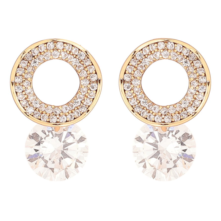 Сережки Xuping Позолота 18K пусети «Хвилясті колечка з цирконієм» фото №1