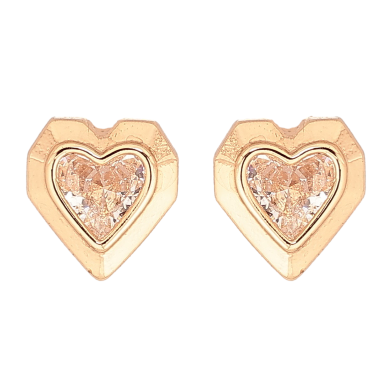 Серьги Xuping Позолота 18K пусеты Сердечки с кристаллами фото №1