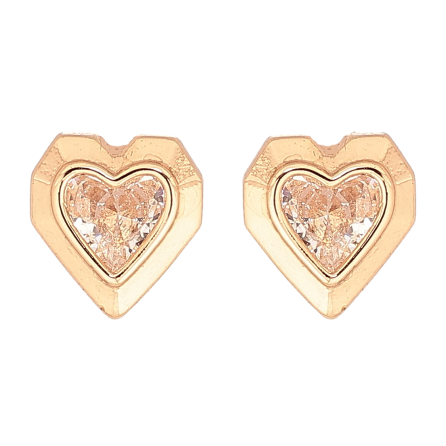 Серьги Xuping Позолота 18K пусеты Сердечки с кристаллами фото №1