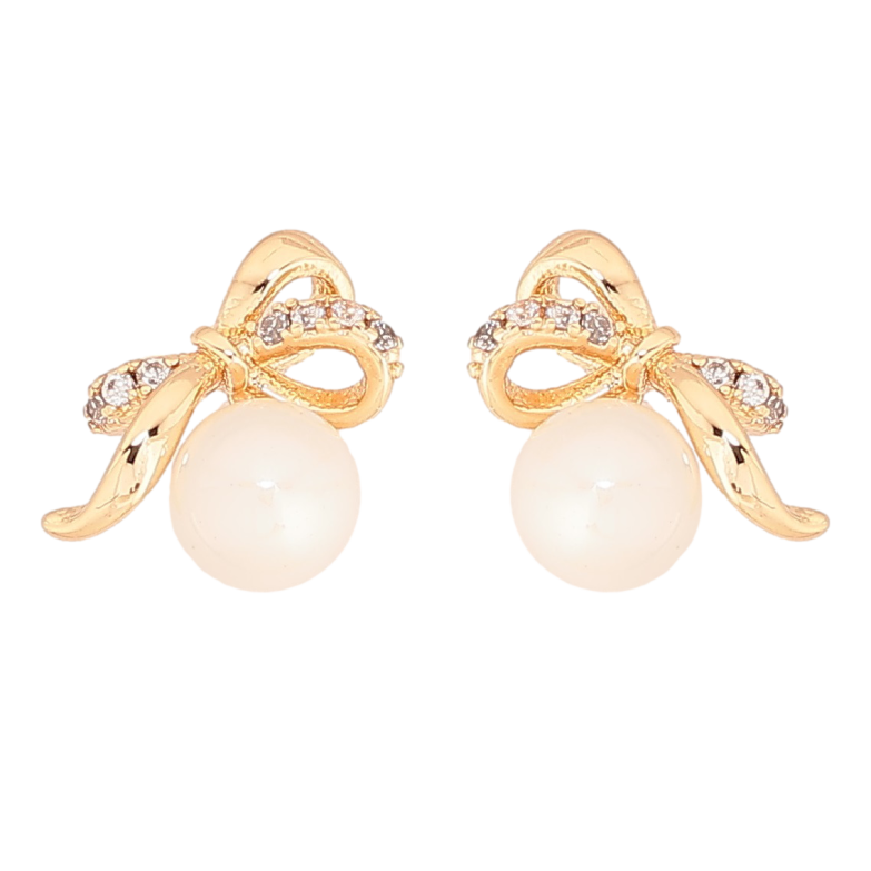 Серьги Xuping Позолота 18K пусеты Банты с жемчужинами фото №1