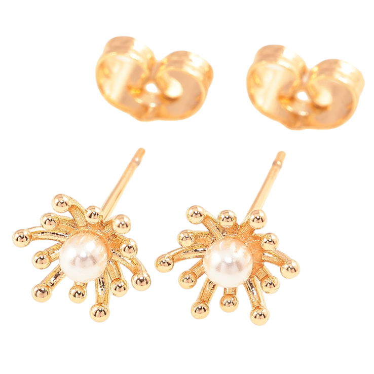 Серьги Xuping Позолота 18K пусеты Жемчужные цветочки фото №20