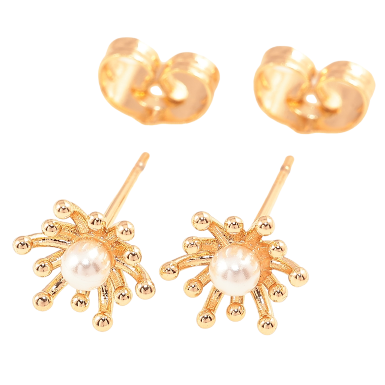 Серьги Xuping Позолота 18K пусеты Жемчужные цветочки фото №2