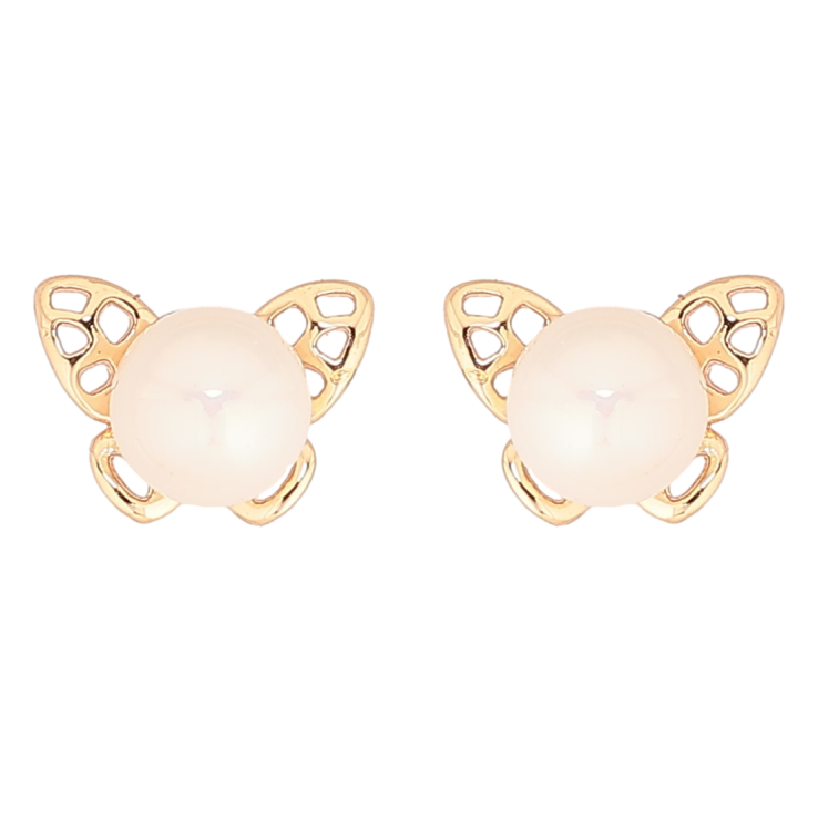 Серьги Xuping Позолота 18K пусеты Бабочки с жемчужинами фото №3