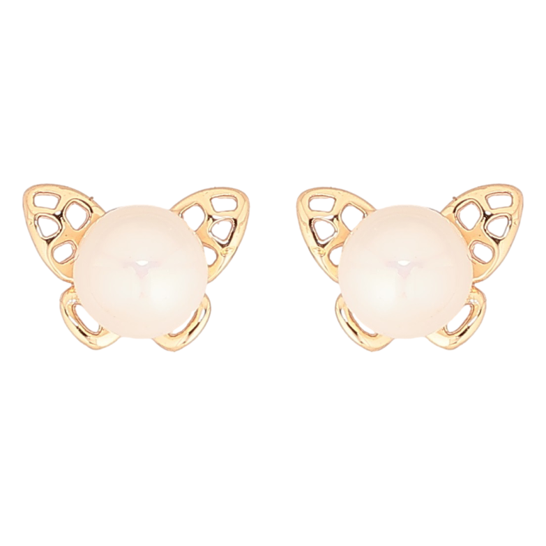 Серьги Xuping Позолота 18K пусеты Бабочки с жемчужинами фото №2