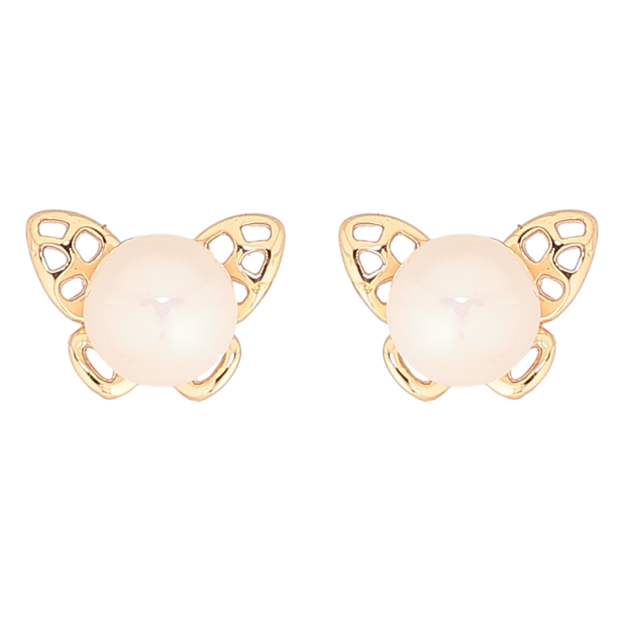 Серьги Xuping Позолота 18K пусеты Бабочки с жемчужинами фото №1