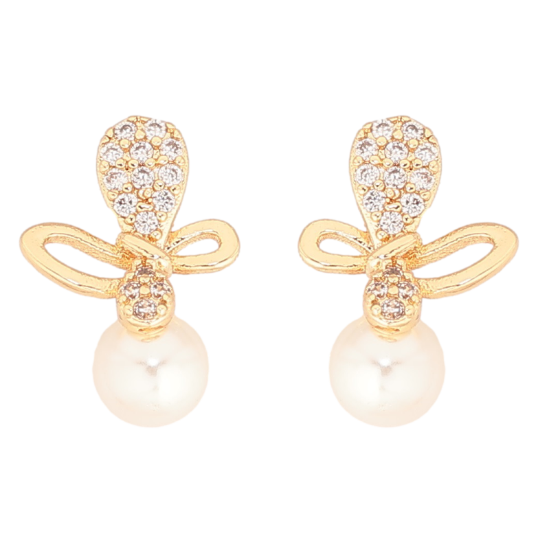 Серьги Xuping Позолота 18K пусеты Бабочки с жемчужинами фото №7