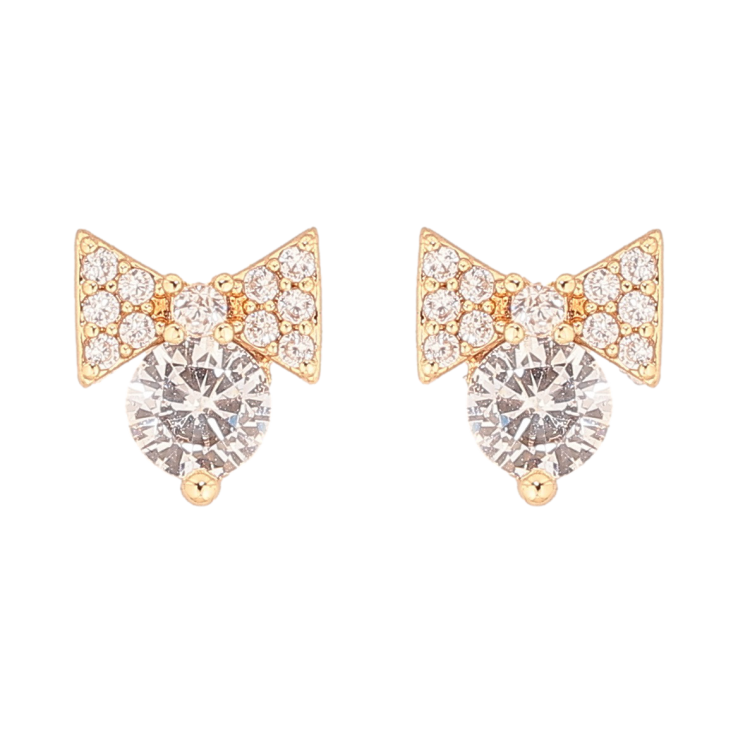 Серьги Xuping Позолота 18K пусеты Банты с кристаллами фото №4